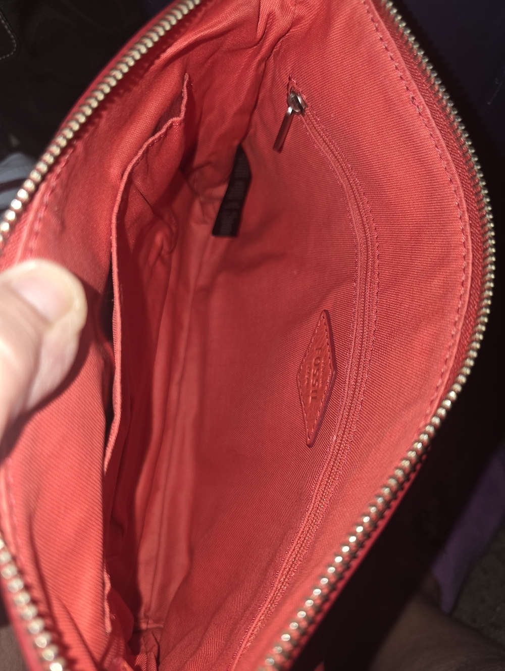 Fossil Coral Red Leather Crossbody - Picture 4 of 5